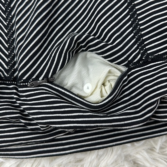 Lululemon Race Your Pace Long Sleeve Hyper Stripe Heathered Angel White Black - Picture 8 of 8
